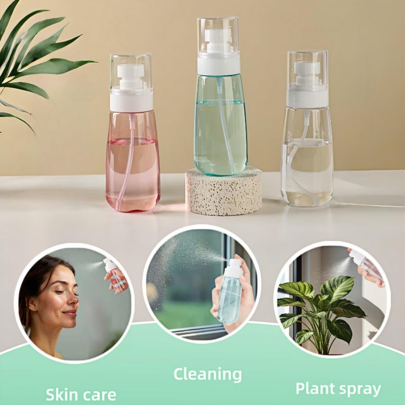 Vonpri Small Spray Bottle Travel Size 2oz/60ml with PVC Zip bag, Leak Proof Fine Mist Mini Empty Spray Bottles for Perfume Toners Rose Water (Blue Pink Clear, 60ml 3Pack) - Image 2